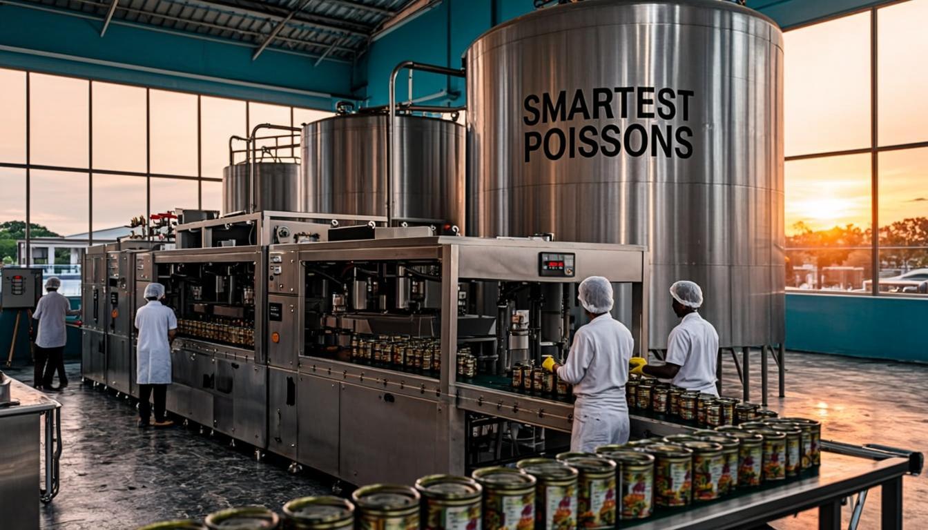 Usine industrielle SMARTEST POISSONS — chaîne de production de conserves